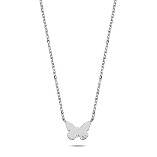 14K BUTTERFLY DIAMOND STONE NECKLACE