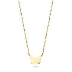 14K BUTTERFLY DIAMOND STONE NECKLACE