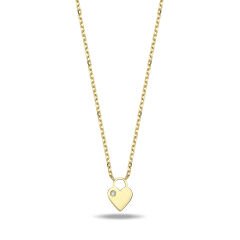 14K MINI HEART SHAPE LOCK DIAMOND STONE NECKLACE