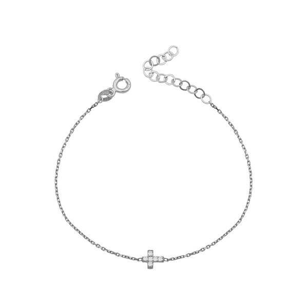 14K MINI CROSS DIAMOND STONES BRACELET