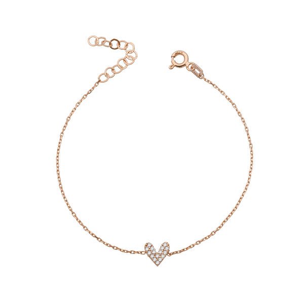 14K BACK SIDE DIAMOND STONES ENAMEL HEART BRACELET