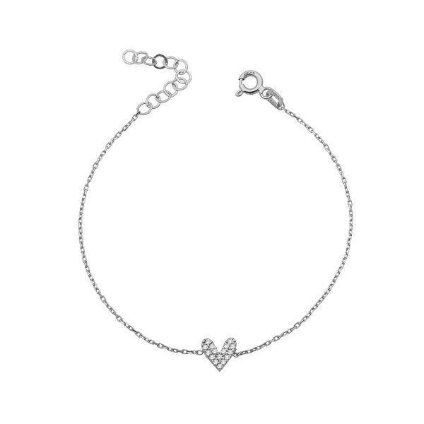 14K BACK SIDE DIAMOND STONES ENAMEL HEART BRACELET
