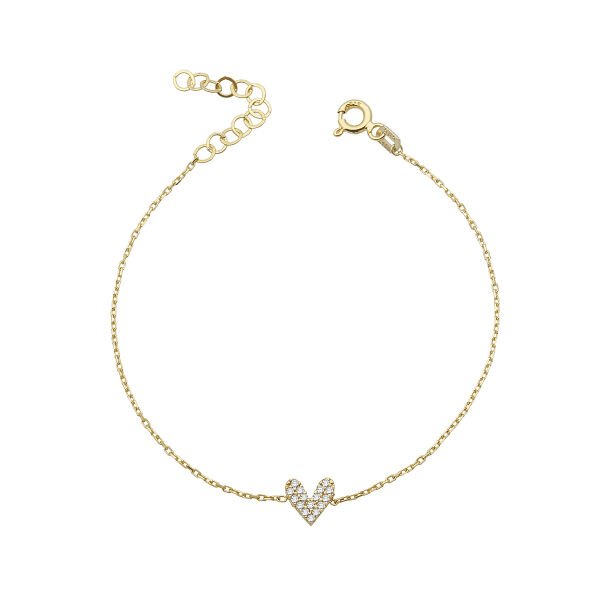 14K BACK SIDE DIAMOND STONES ENAMEL HEART BRACELET