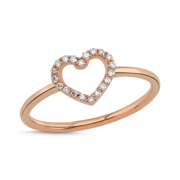 14K MINI HEART DIAMOND STONES RING