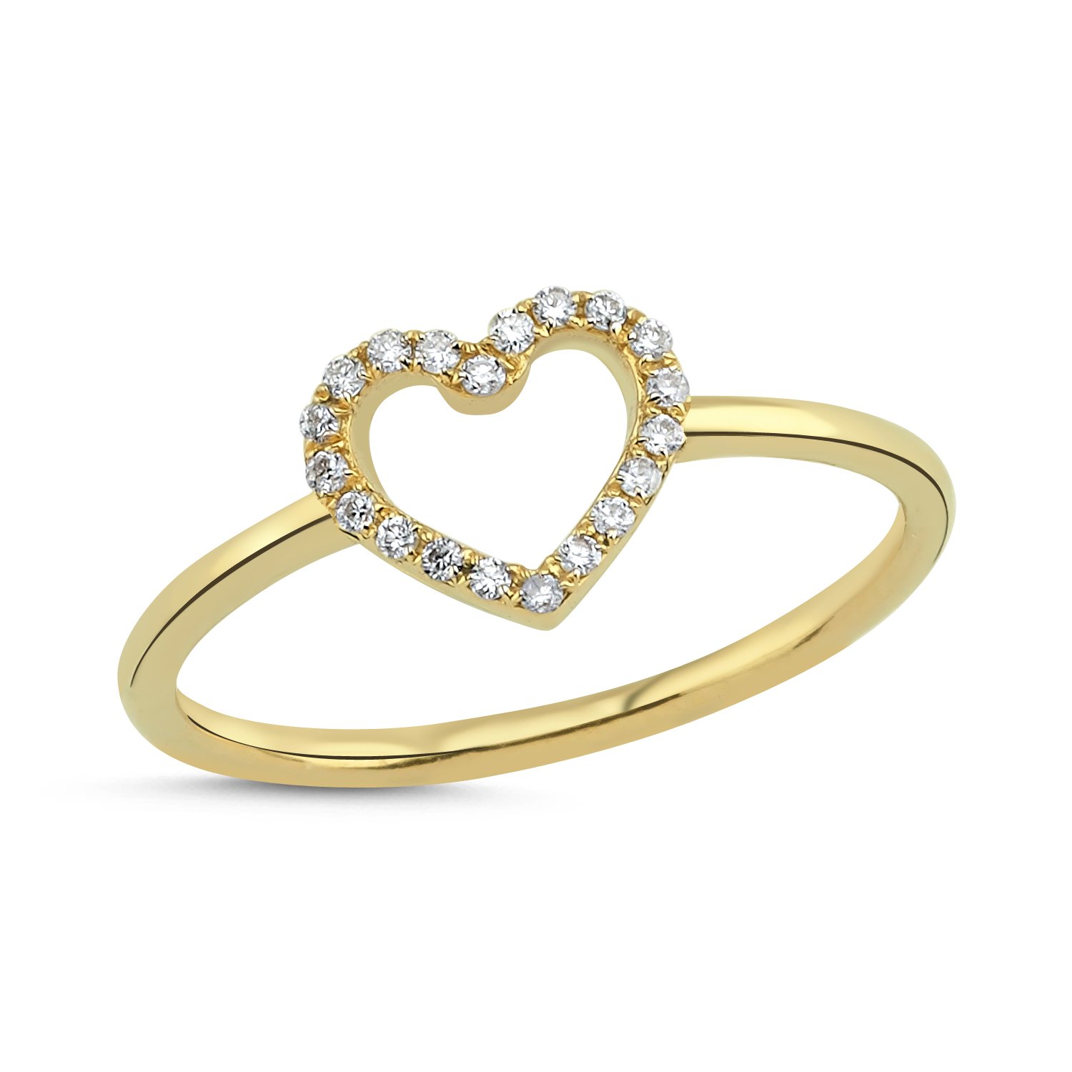 14K MINI HEART DIAMOND STONES RING