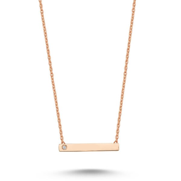 14K BAR DIAMOND STONE NECKLACE