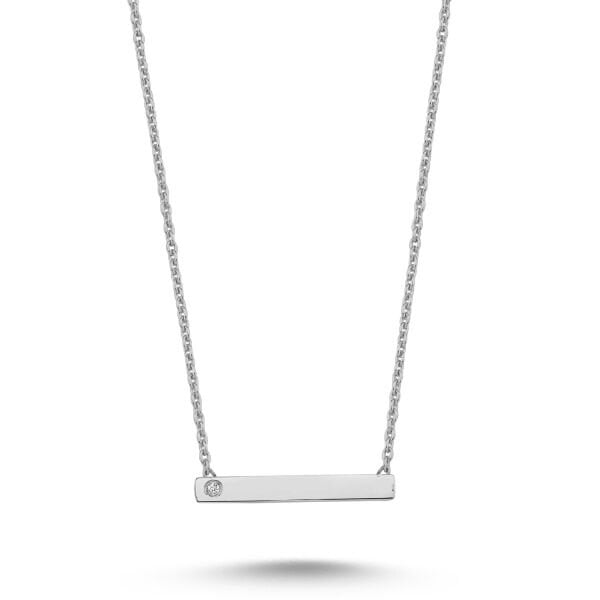 14K BAR DIAMOND STONE NECKLACE