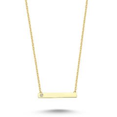 14K BAR DIAMOND STONE NECKLACE