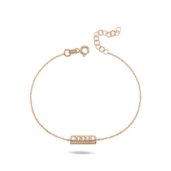 14K BAR CHAIN SHAPE DIAMOND STONES BRACELET