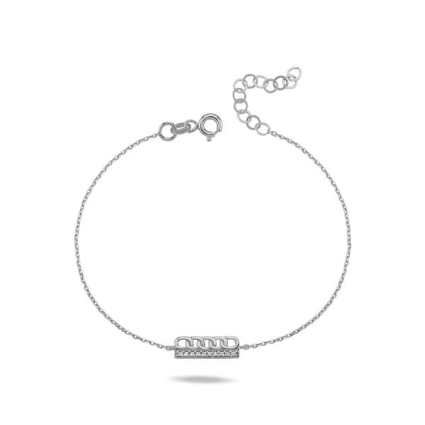14K BAR CHAIN SHAPE DIAMOND STONES BRACELET