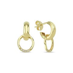 14K CIRCLE DIAMOND STONES STUD EARRINGS