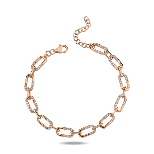 14K CHAIN SHAPE  HALF PART DIAMOND STONES BRACELET