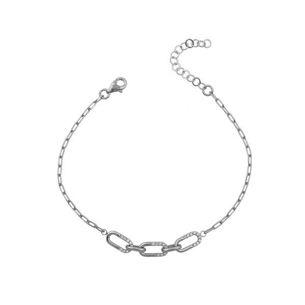 14K CHAIN SHAPE HALF PART DIAMOND STONES BRACELET 2