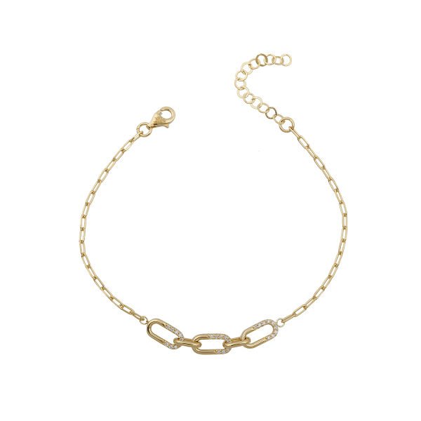 14K CHAIN SHAPE HALF PART DIAMOND STONES BRACELET 2