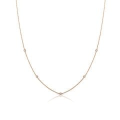 14K FIVE DIAMOND STONES CHOKER NECKLACE