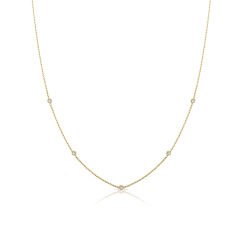 14K FIVE DIAMOND STONES CHOKER NECKLACE