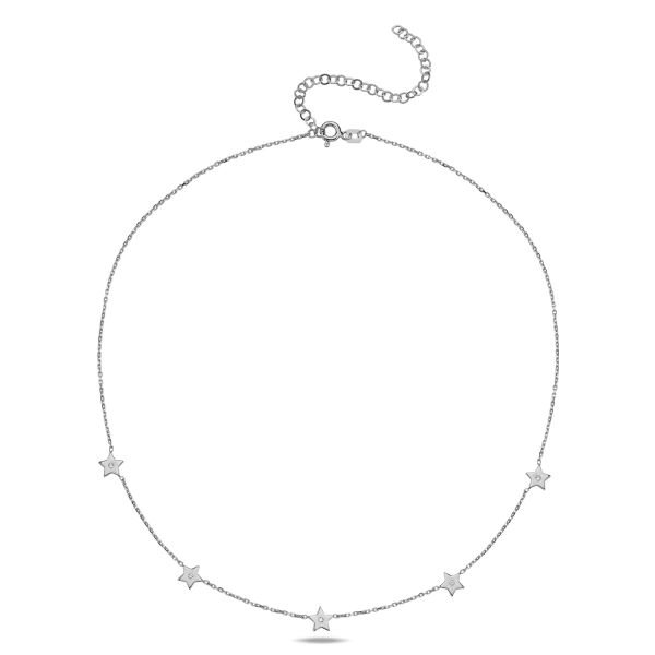 14K FIVE STAR DIAMOND STONE CHOKER NECKLACE