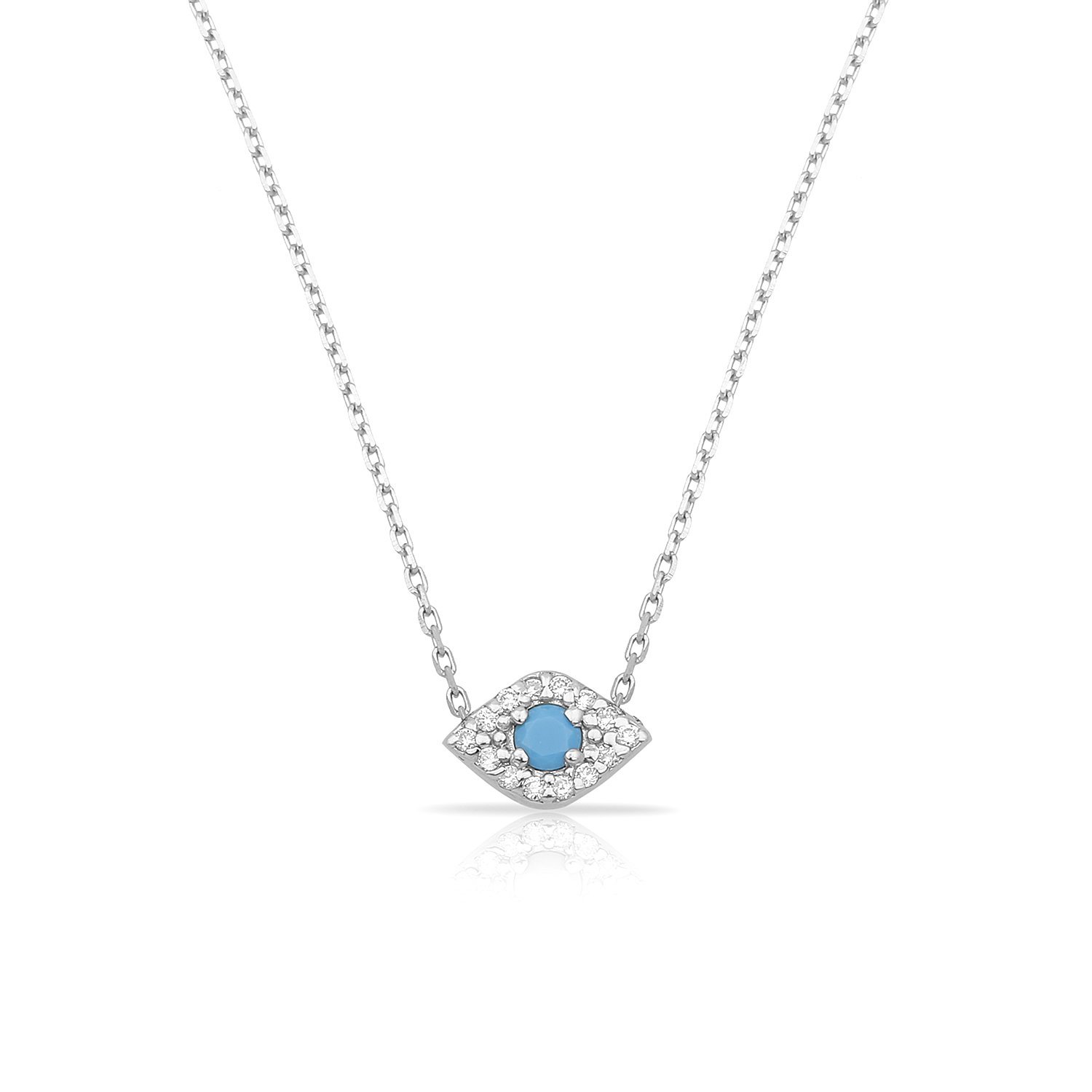 14K SHUTTLE EVIL EYE DIAMOND NECKLACE