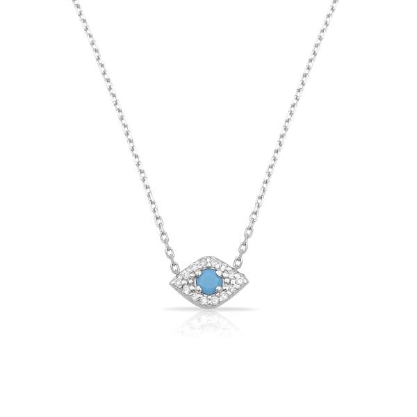 14K SHUTTLE EVIL EYE DIAMOND NECKLACE