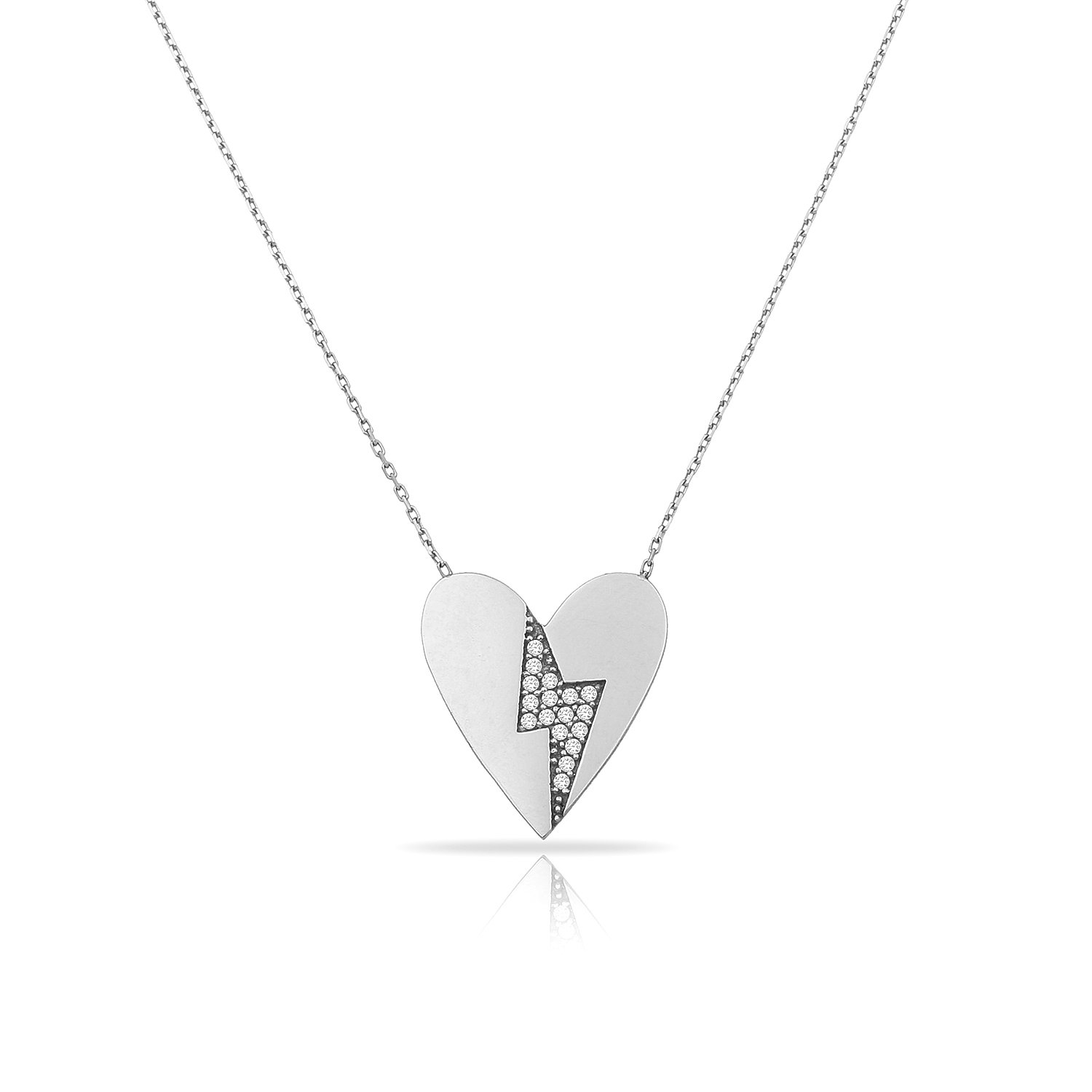 14K HEART INSIDE LIGHT DIAMOND NECKLACE