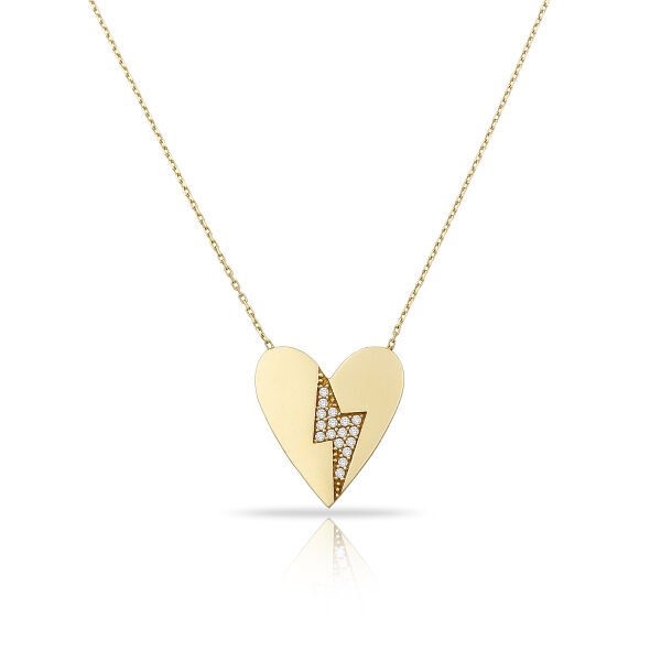 14K HEART INSIDE LIGHT DIAMOND NECKLACE