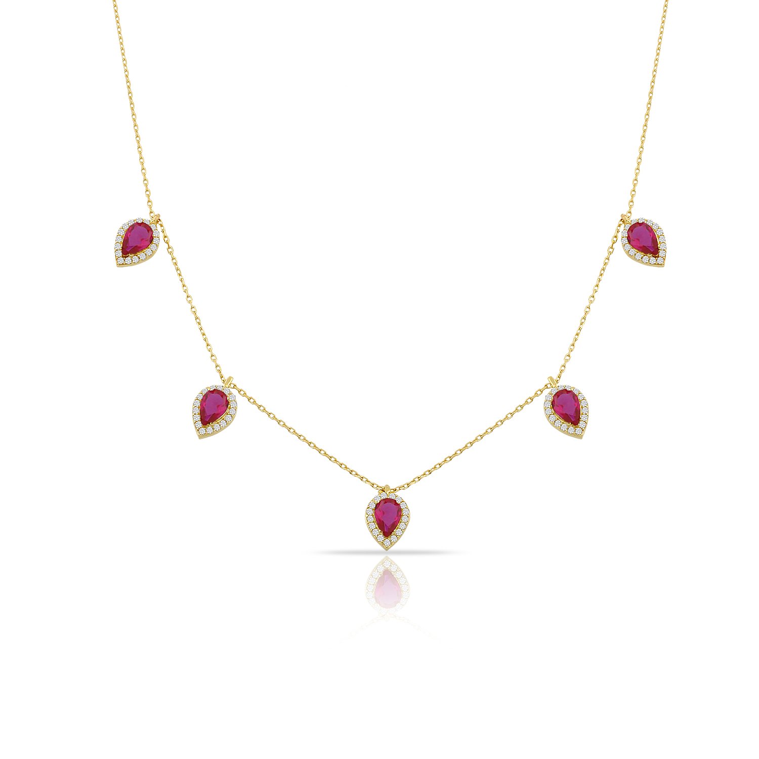 14K DROP ZIRCON STONE NECKLACE