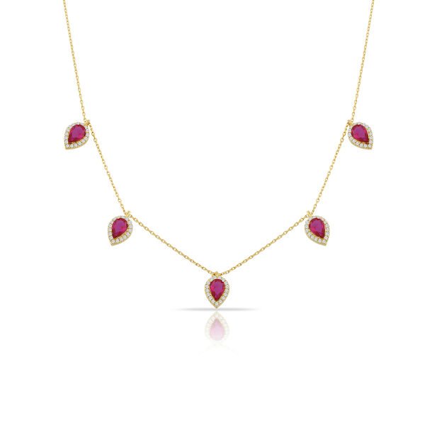 14K DROP ZIRCON STONE NECKLACE