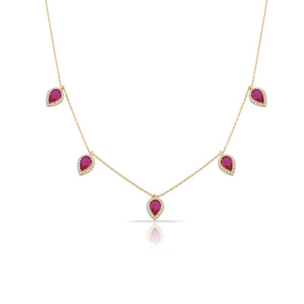 14K DROP ZIRCON STONE NECKLACE
