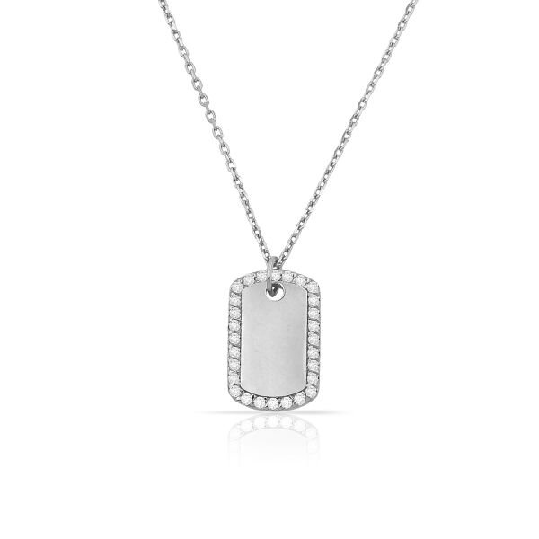 14K DIAMOND DOG TAG NECKLACE