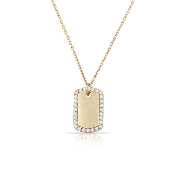 14K DIAMOND DOG TAG NECKLACE