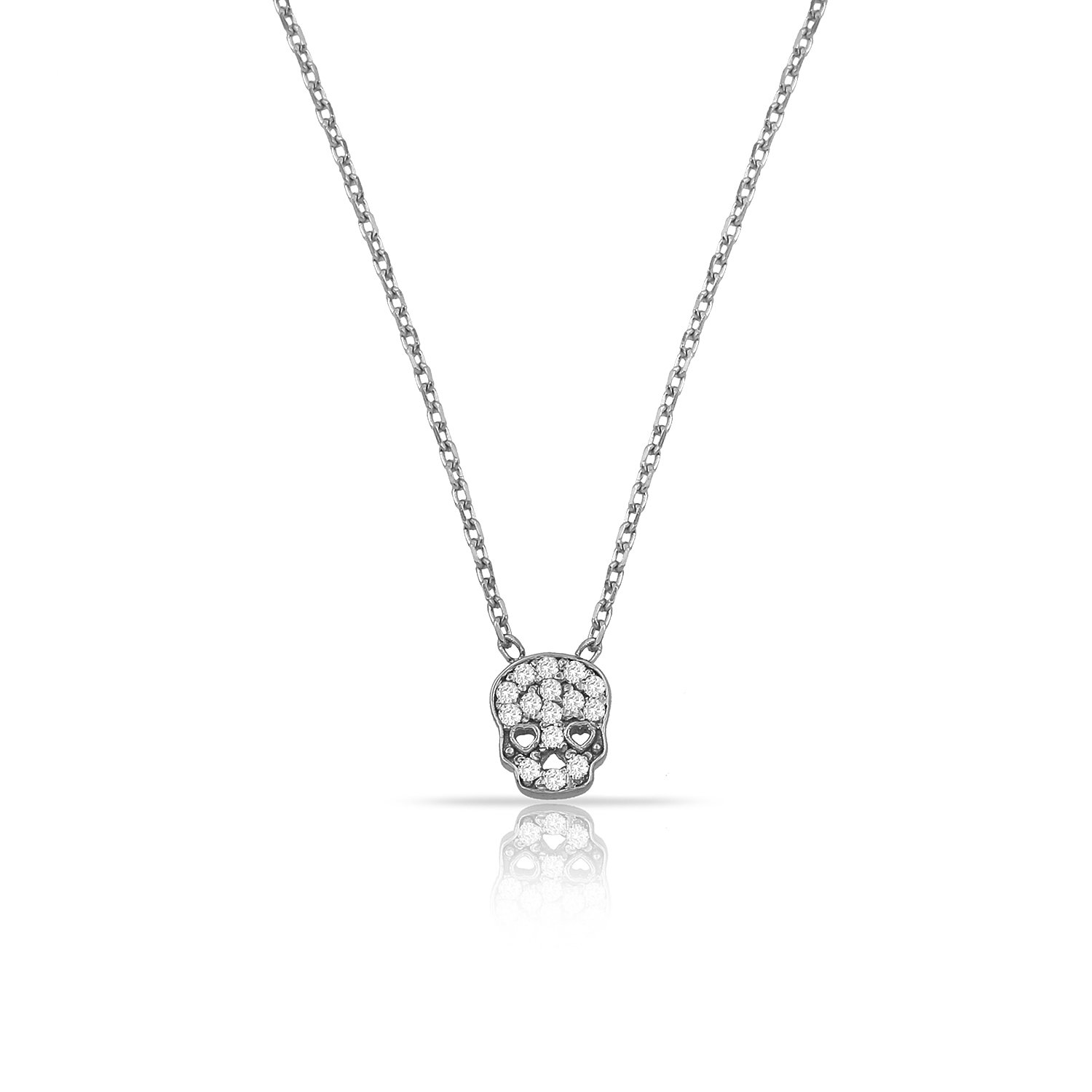 14K MINI SKULL DIAMOND NECKLACE