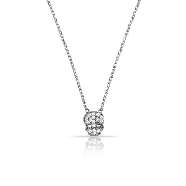 14K MINI SKULL DIAMOND NECKLACE