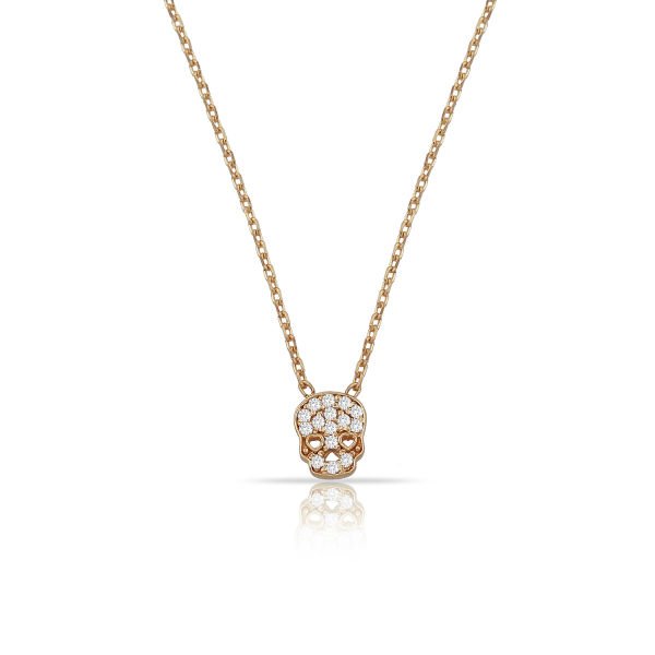 14K MINI SKULL DIAMOND NECKLACE