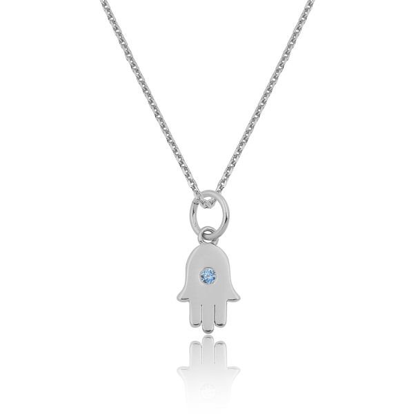 14K HAMSA HAND CHARM NECKLACE WITH DIAMOND DOT