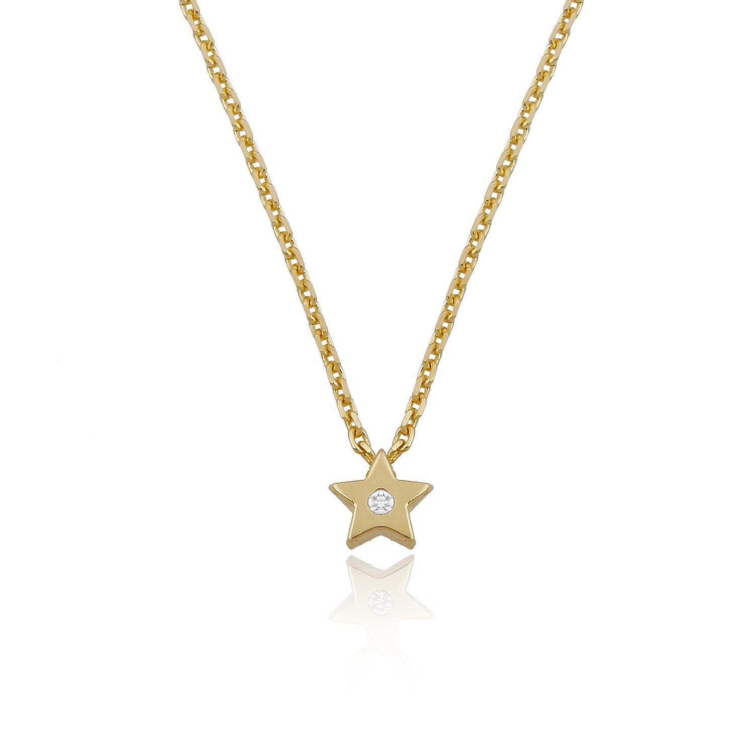 14K STAR WITH DIAMOND DOT NECKLACE