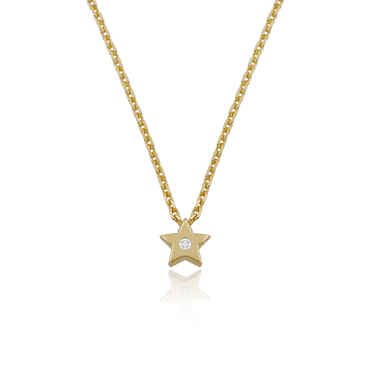 14K STAR WITH DIAMOND DOT NECKLACE