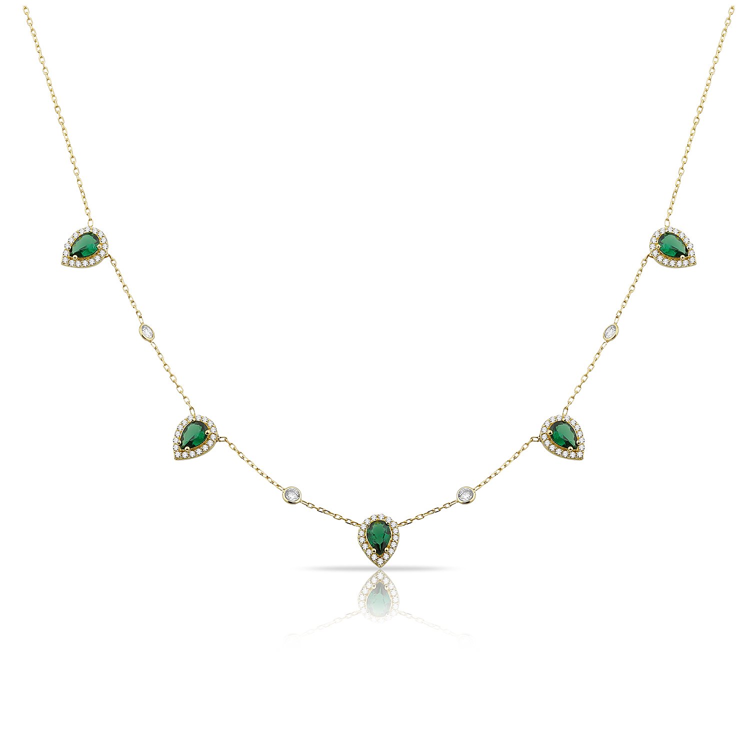14K DROP ZIRCON STONE NECKLACE