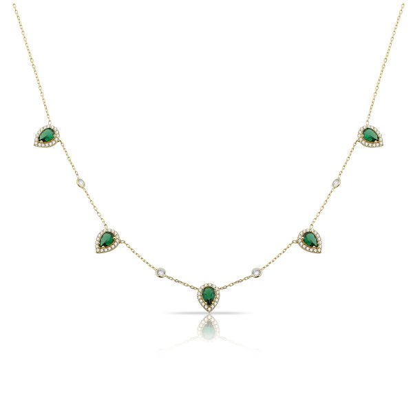 14K DROP ZIRCON STONE NECKLACE