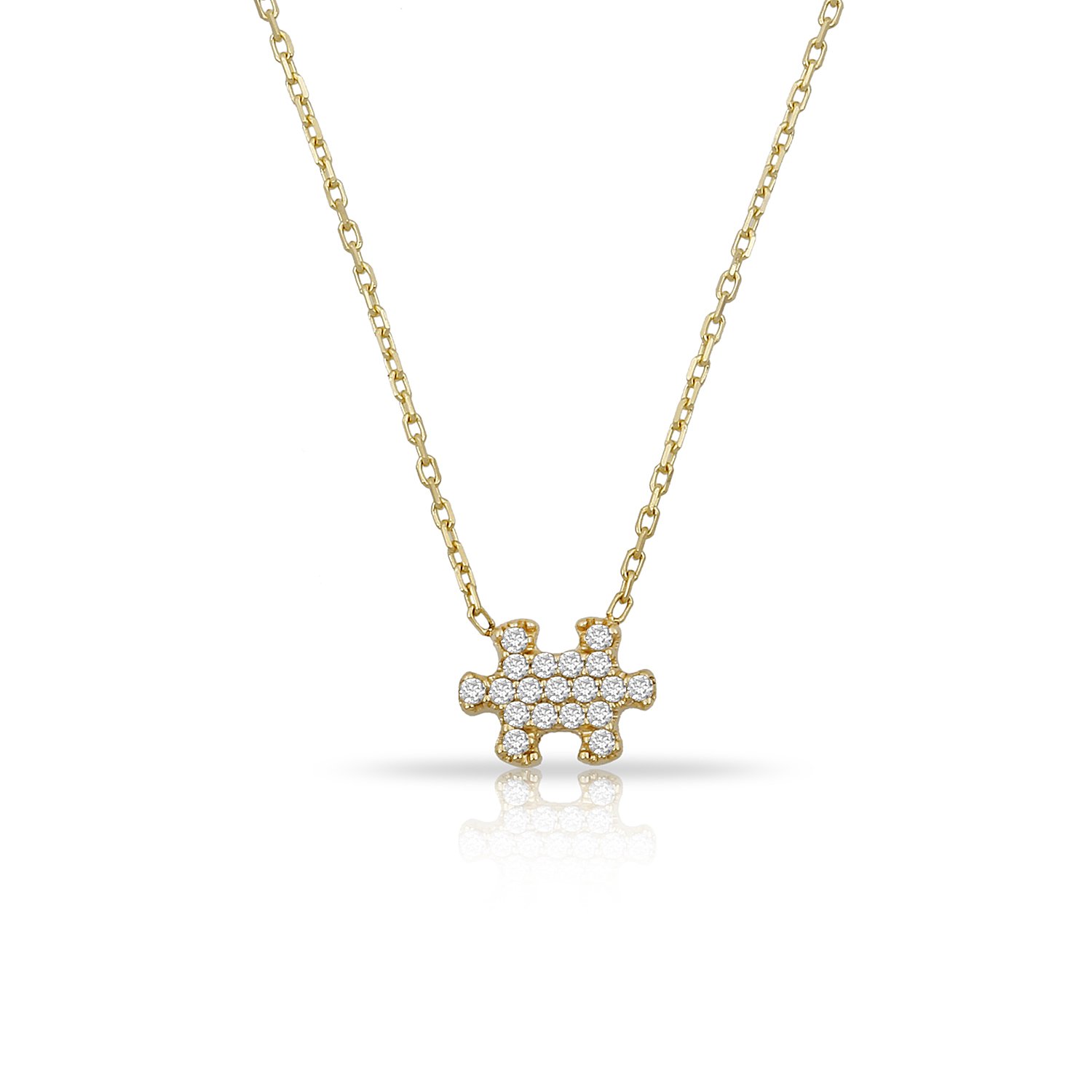14K DIAMOND PUZZLE PENDANT NECKLACE