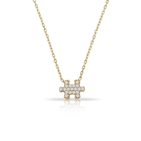 14K DIAMOND PUZZLE PENDANT NECKLACE