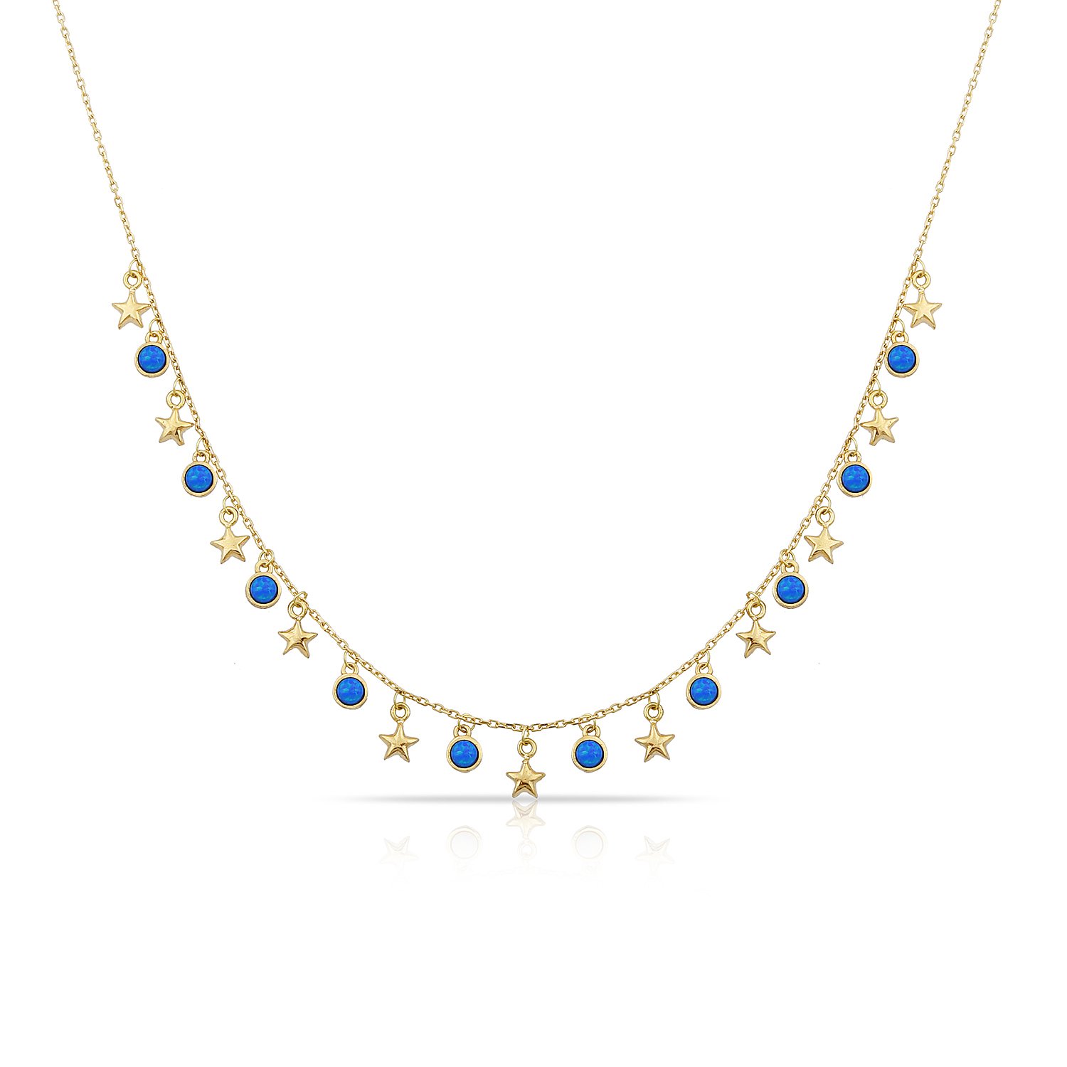 14K MINI STAR WITH OPAL CHARM NECKLACE