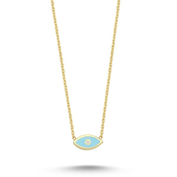 14K ENAMEL EVIL EYE DIAMOND DOT NECKLACE