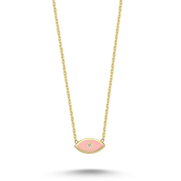 14K ENAMEL EVIL EYE DIAMOND DOT NECKLACE