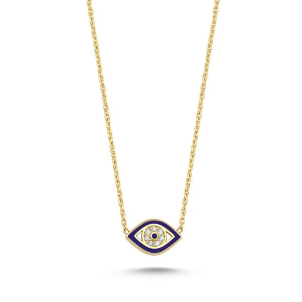 14K ENAMEL EVIL EYE DIAMOND NECKLACE