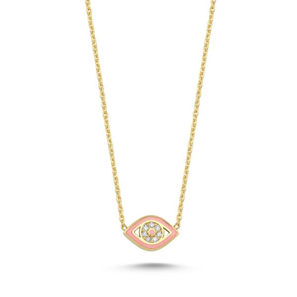14K ENAMEL EVIL EYE DIAMOND NECKLACE