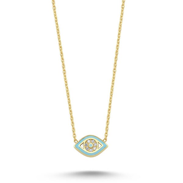 14K ENAMEL EVIL EYE DIAMOND NECKLACE