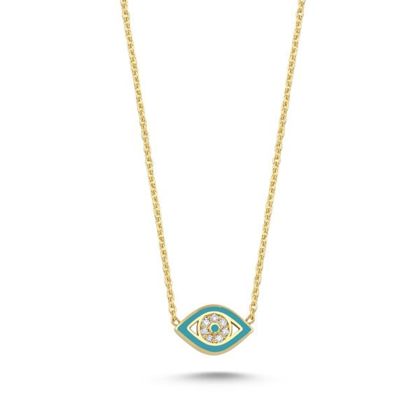 14K ENAMEL EVIL EYE DIAMOND NECKLACE
