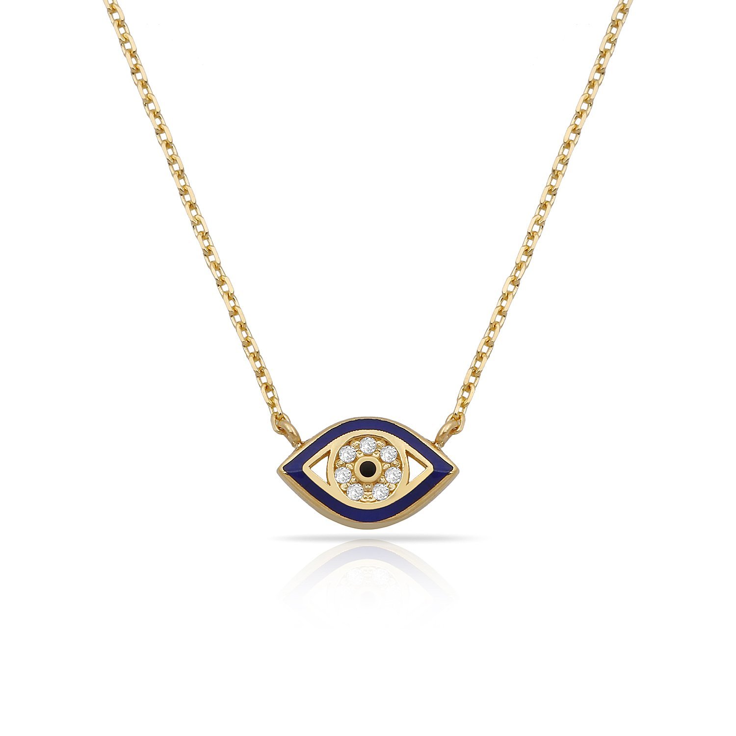 14K ENAMEL EVIL EYE DIAMOND NECKLACE