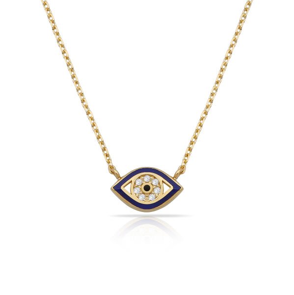 14K ENAMEL EVIL EYE DIAMOND NECKLACE