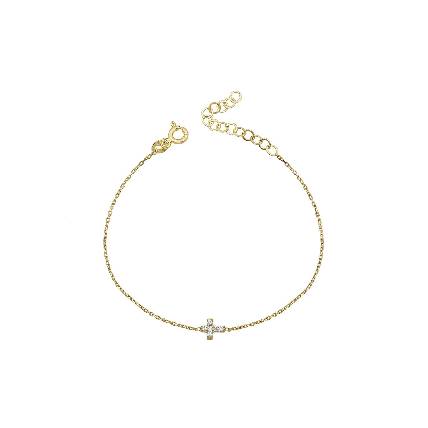 14K DIAMOND CROSS BRACELET